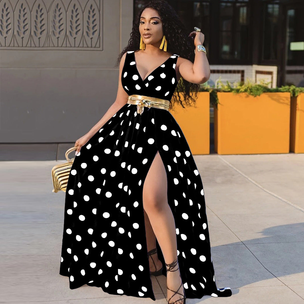 Sexy Dresses Women Party Ladies Belt Plus Size Forked Club