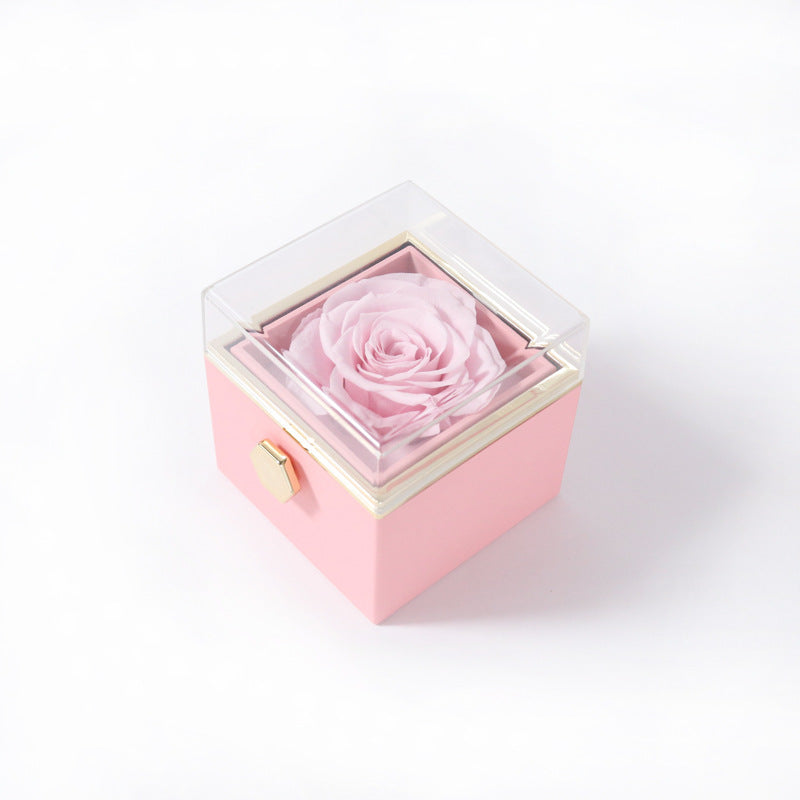 Acrylic Rotating Rose Jewelry Box