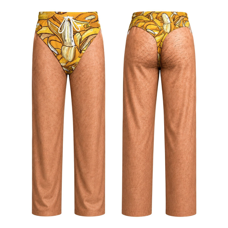 Unisex Funny 3D Thong Illusion Print Pants