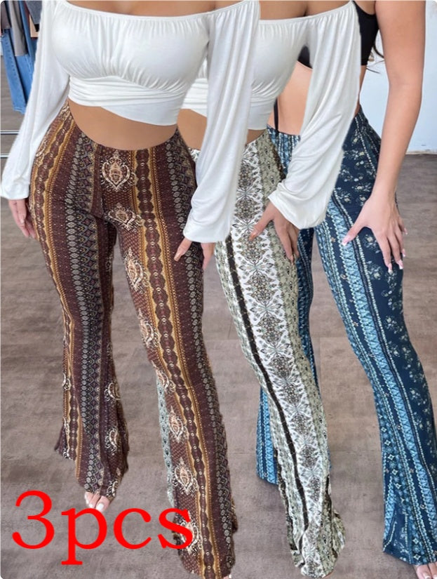 High Elastic Tight Pants Slim Sexy Print Trousers Women's Clothing