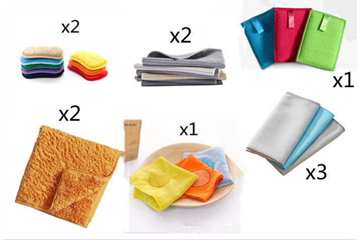 Double-sided Kitchen Cleaning Magic Sponge Microfiber Non-stick Parts