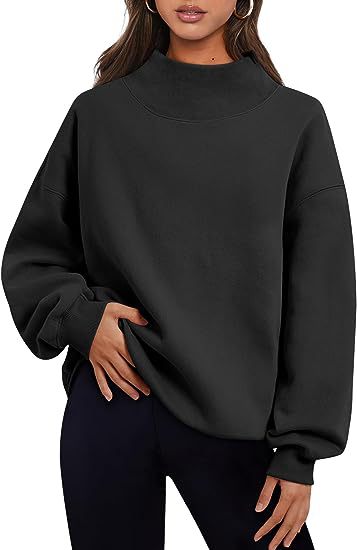 Pullover Sweatshirt Solid Color Loose Tops Round Neck Hoodie Women