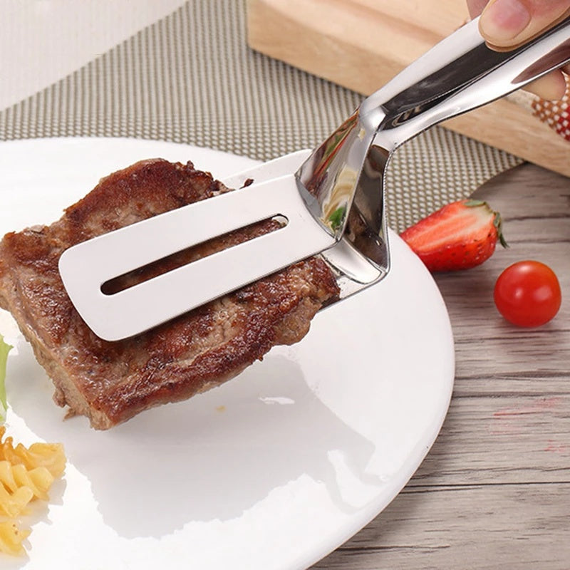 Stainless Steel BBQ Tongs & Steak Spatula - Grill Cooking Tool