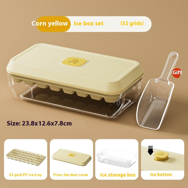 32-Grid Silicone Ice Cube Tray with Lid - Stackable Ice Mold