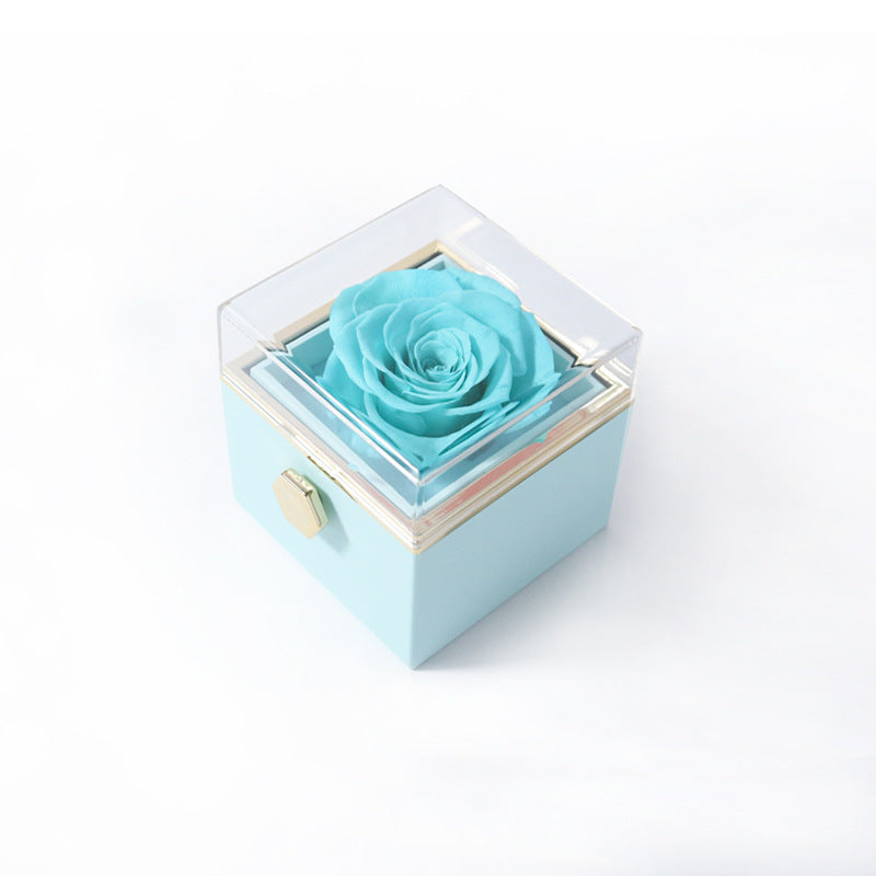 Acrylic Rotating Rose Jewelry Box