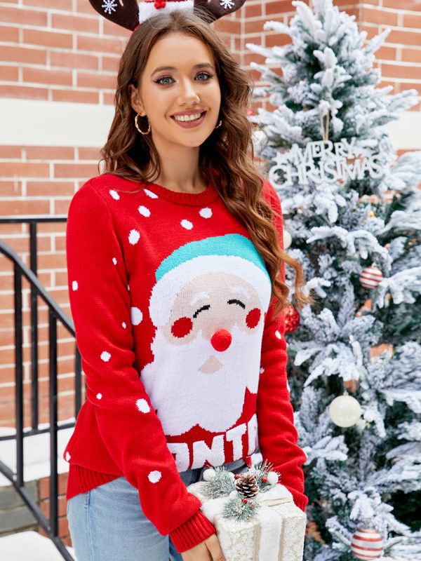 Women's Tops Santa Pullover Sweater Autumn and Winter Letter
