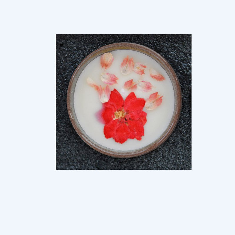 Ceramic Cup Scented Candle with Dried Flowers - Aromatherapy Gift