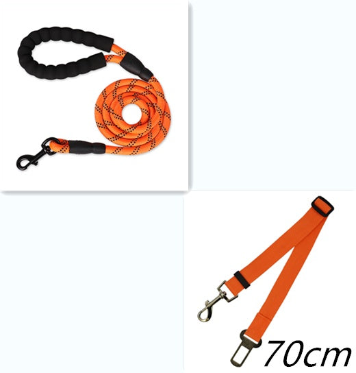 Reflective Nylon Rope Dog Leash 1.5 m - Strong Lead for Small, Medium & Large Dogs