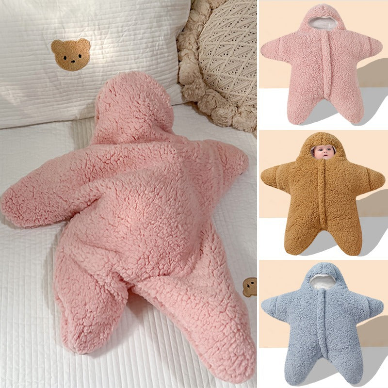 Baby Starfish Lamb Velvet Sleeping Bag - Soft Wearable Blanket