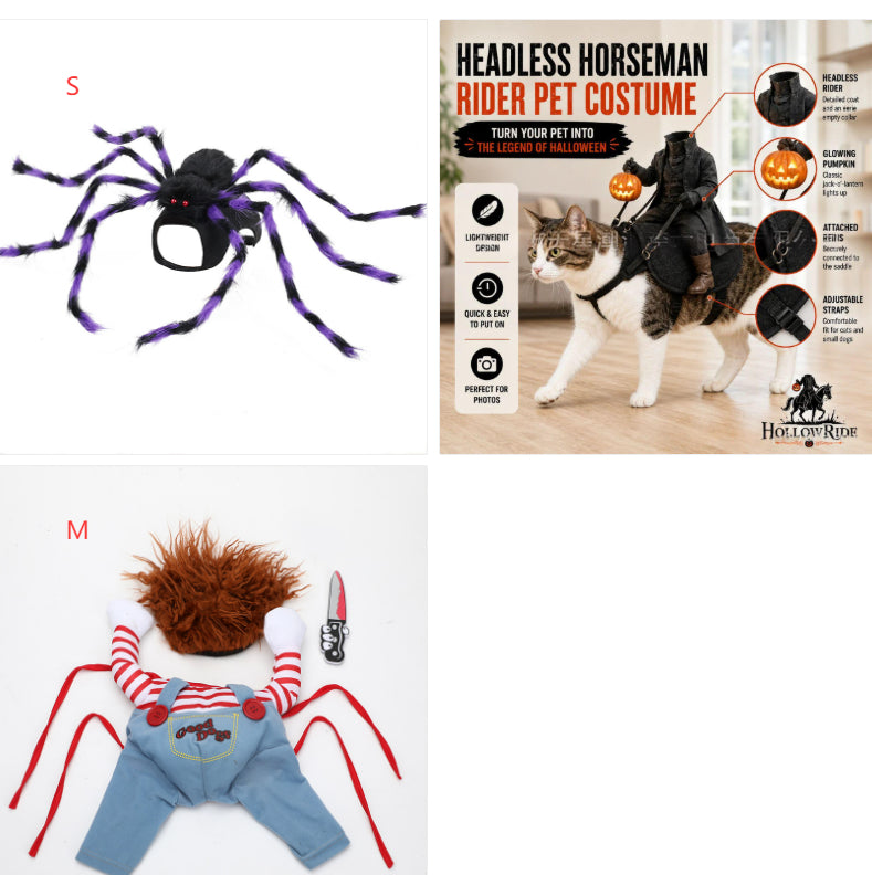 Headless Horseman Dog Costume - Funny Halloween Rider Outfit for Dogs