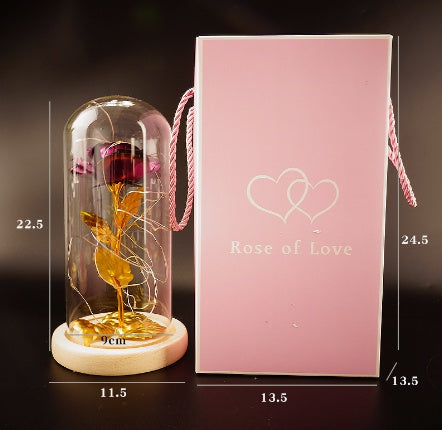 Little Prince Rose in Glass Dome - Eternal Flower LED Gift