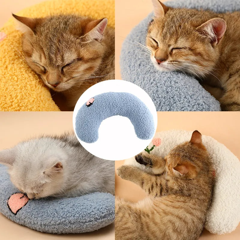 U-Shaped Pet Pillow - Soft Neck Support Pillow for Cats & Small Dogs