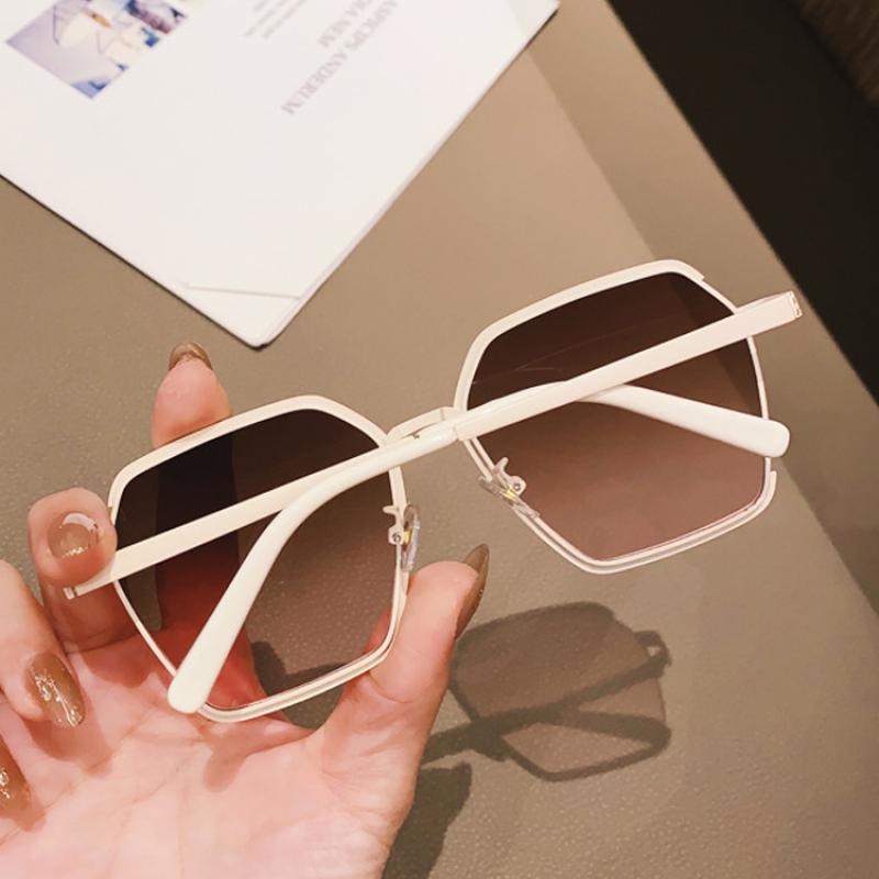 Vintage Half-Frame Sunglasses Summer Oversize Metal Square Eyewear