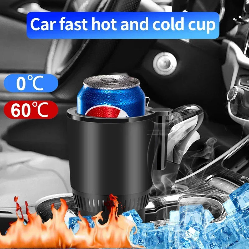 2-in-1 Smart Car Cup Warmer & Cooler 12V - Heated Cooling Cup Holder with Digital Temperature Display