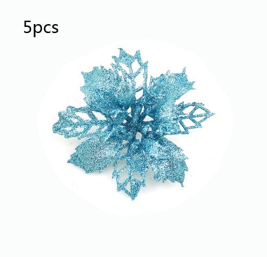 Christmas Glitter Artifical Flowers Tree Decorations for Home Fake