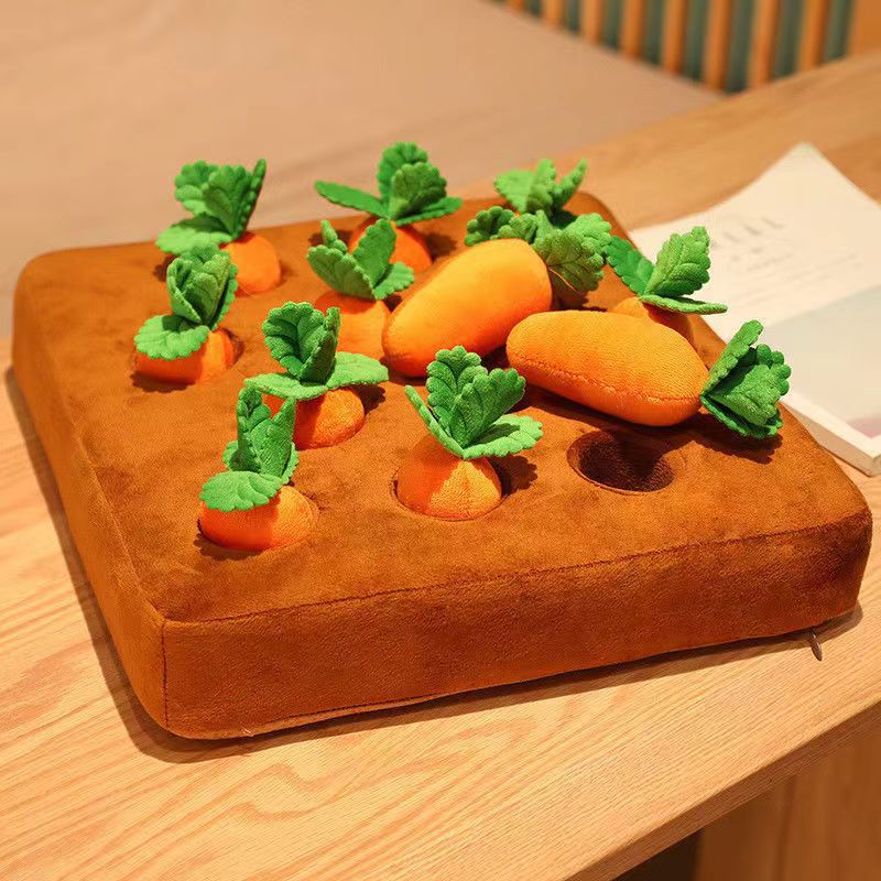 Carrot Plush Snuffle Dog Toy - Hide & Seek Vegetable Chew Toy for Dogs and Cats