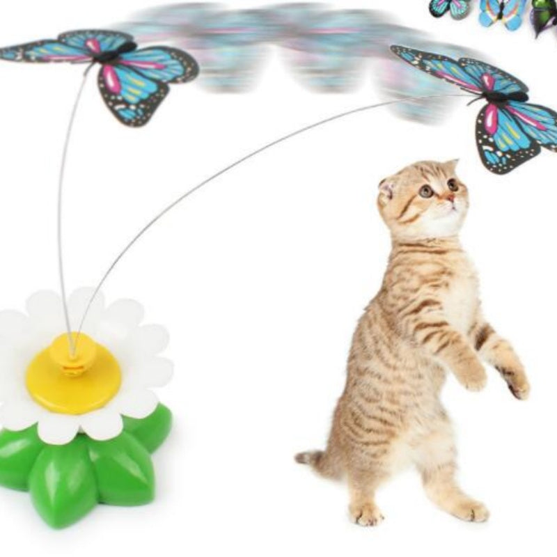Electric Rotating Bird & Butterfly Cat Toy - Interactive Flower Teaser