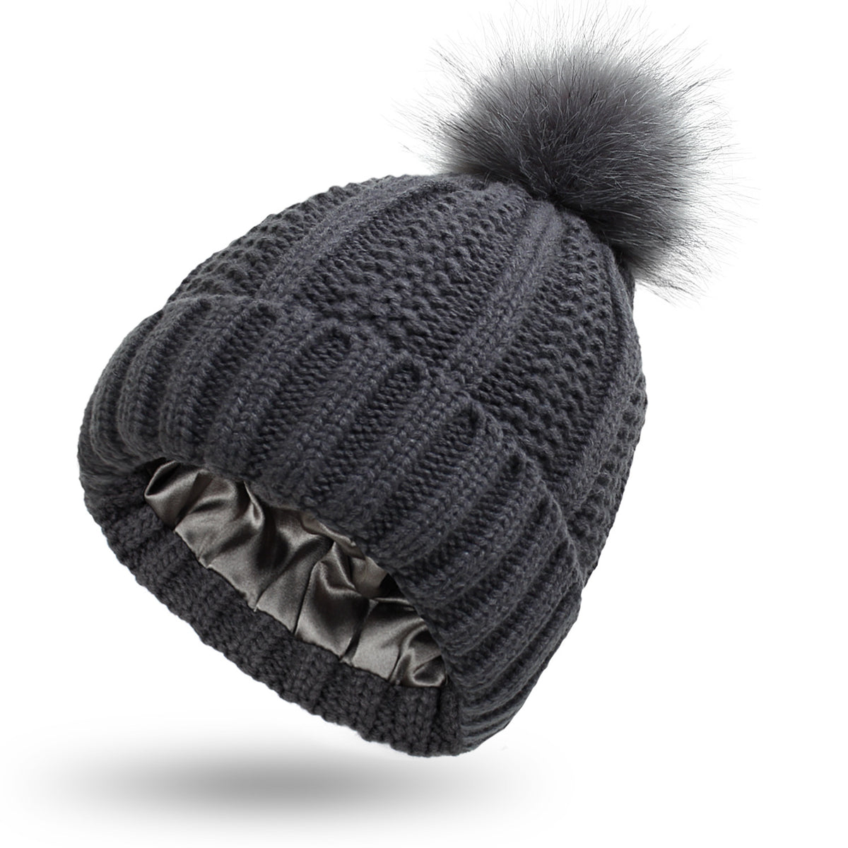 Winter Knitted Hats Fashion Stretchy Lined Skull for Women Faux Fur