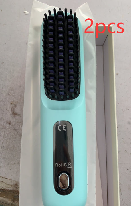 2-in-1 Straight Hair Comb Wireless Straightener Brush Fast Heating