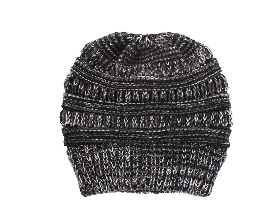 Mixed Color Knitted Wool Hat Ladies Non-Labeled Ponytail