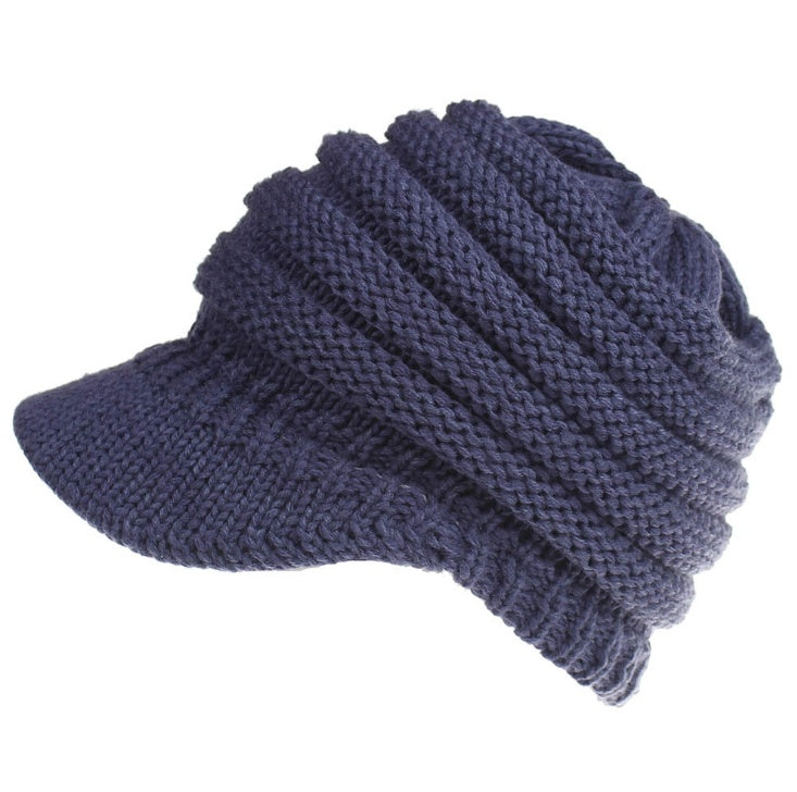 Women Ponytail Beanies Autumn Winter Hats Soft Knitting Caps