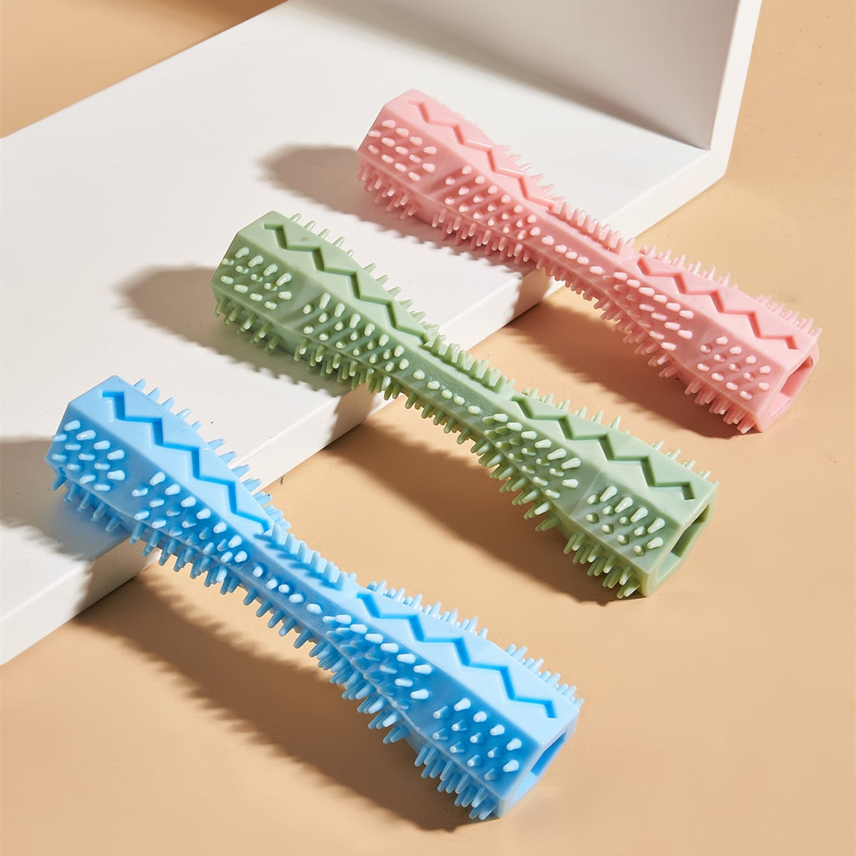 TPR Dog Chew Toy - Teeth Cleaning Toothbrush Stick for Puppies & Small Dogs