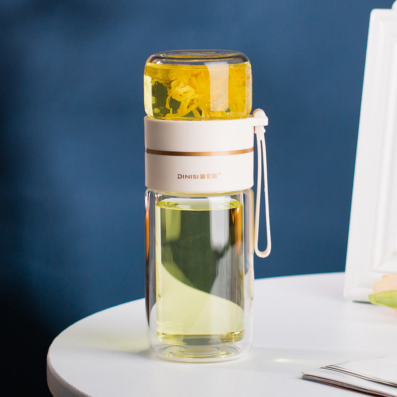 Double-Wall Glass Tea Infuser Bottle - 400-450 ml