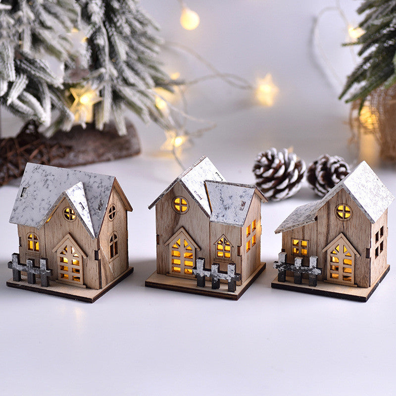 Christmas LED Luminous Wooden Small House | Xmas Holiday Decor