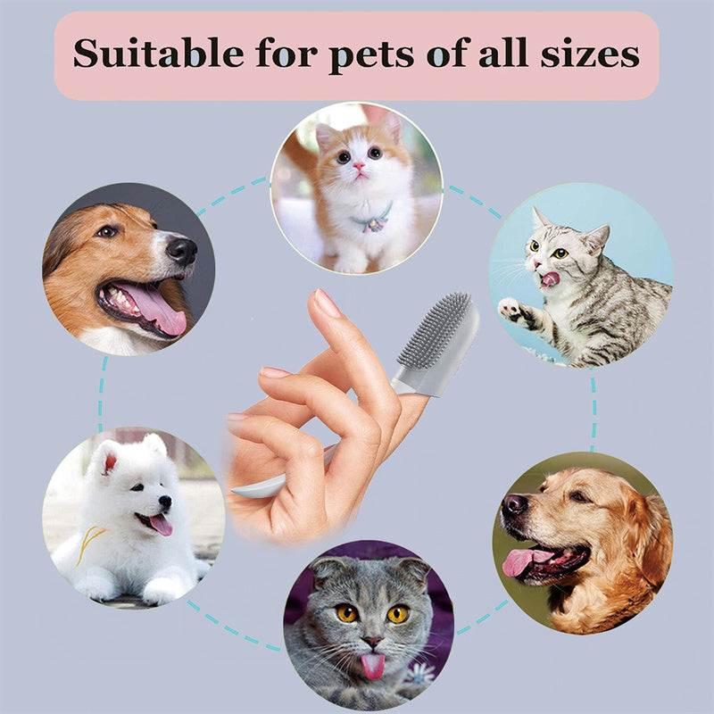 Silicone Finger Toothbrush for Dogs & Cats - 360° Soft Bristle Oral Care Brush