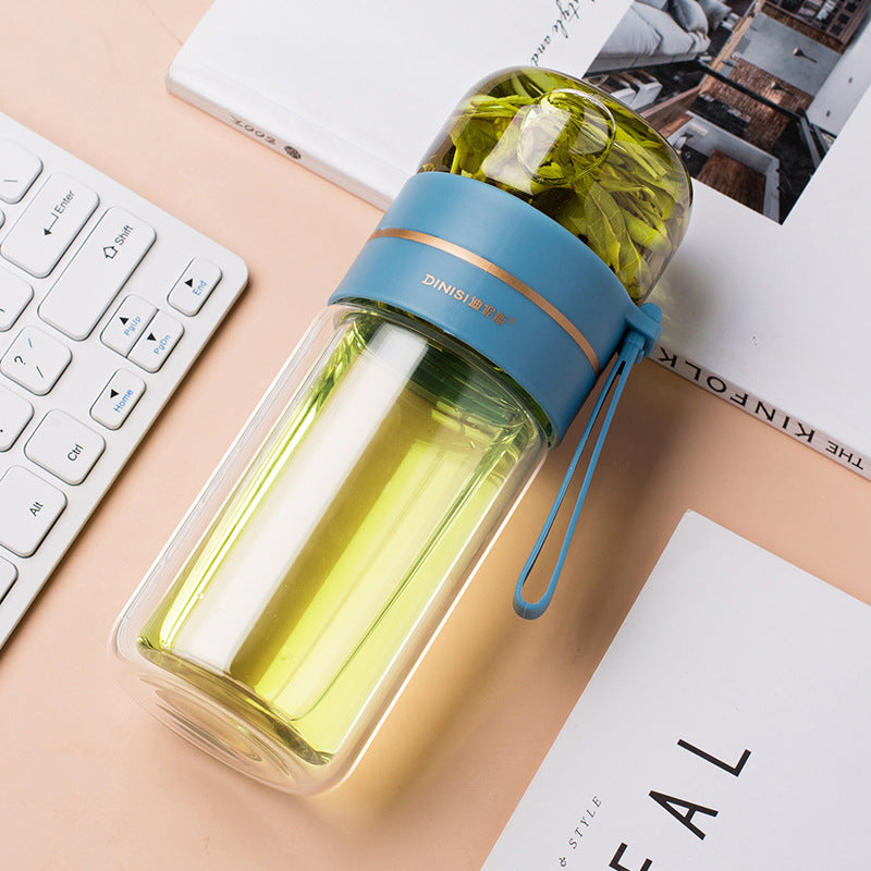 Double-Wall Glass Tea Infuser Bottle - 400-450 ml