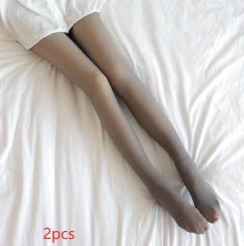 Fake Translucent Plus Size Leggings Fleece Lined Tights Fall