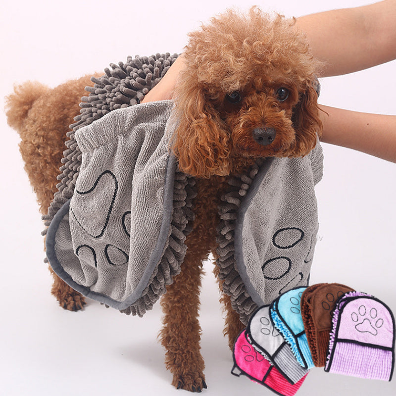 Super Absorbent Microfiber Pet Towel - Quick-Dry Dog & Cat Bath Towel with Hand Pockets