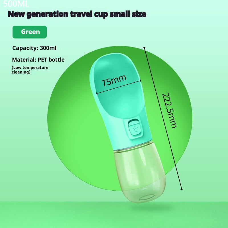 Portable Dog Water Bottle with Food Bowl - Travel Pet Drinking Bottle 458 ml