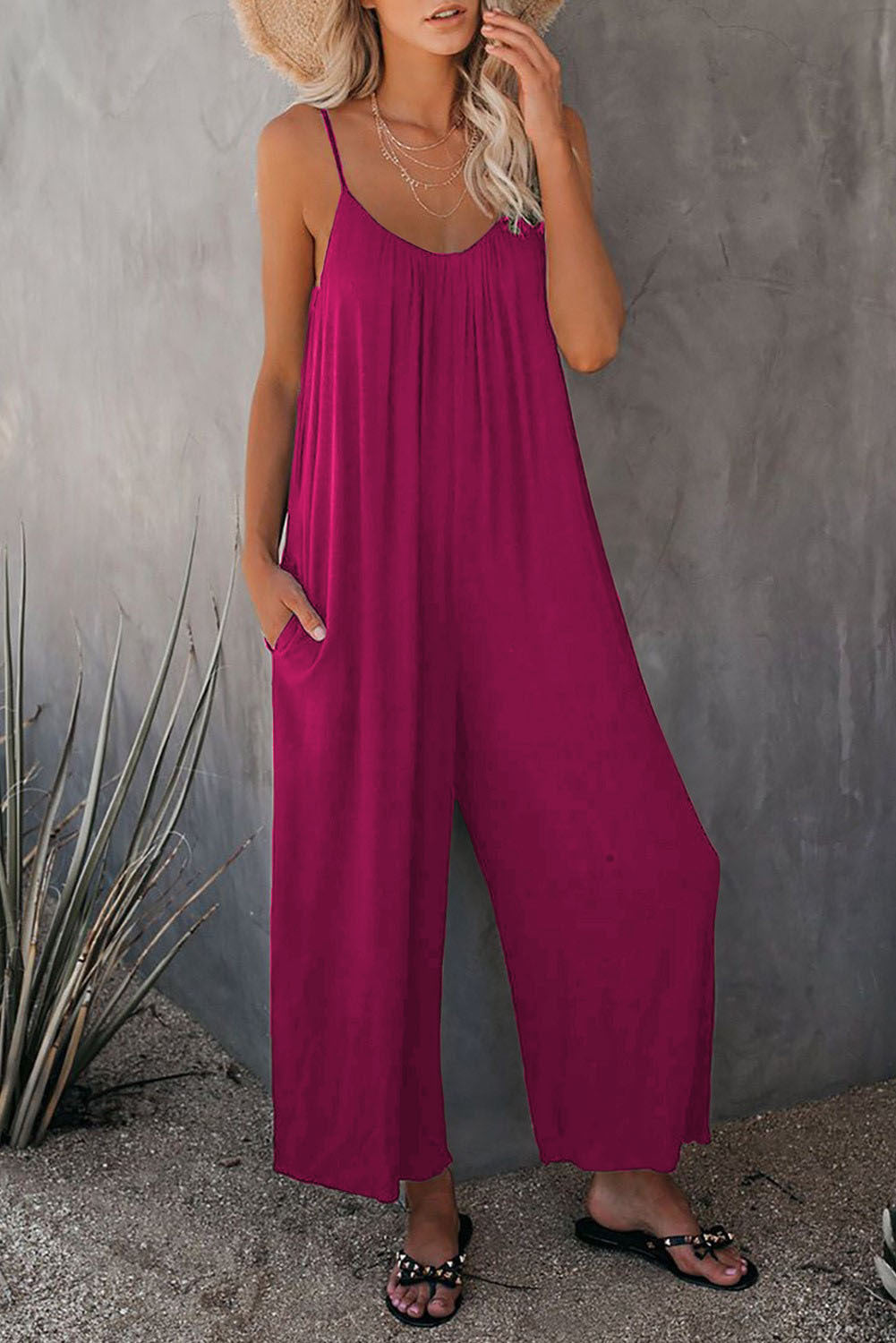 Women's Loose Sleeveless Jumpsuits Romper Jumpsuit with Pockets Long