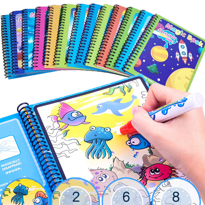 Kids Magic Water Painting Book - Reusable Coloring Doodle Book