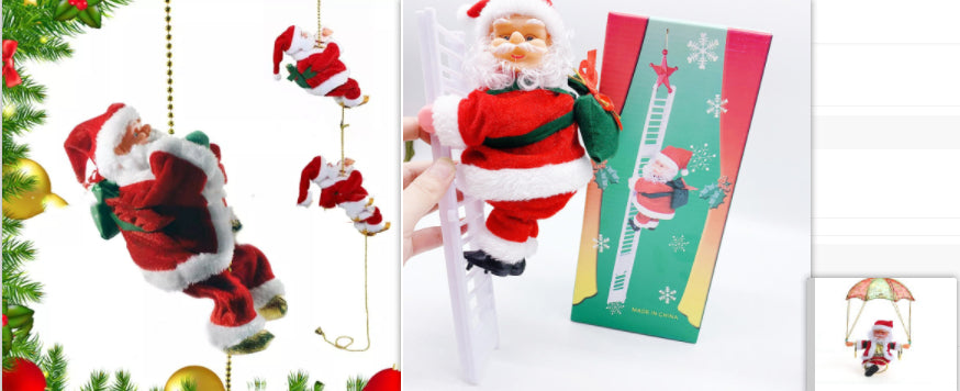 Electric Climbing Santa Claus Ladder - Musical Animated Christmas Decoration