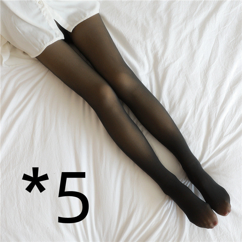 Fake Translucent Plus Size Leggings Fleece Lined Tights Fall