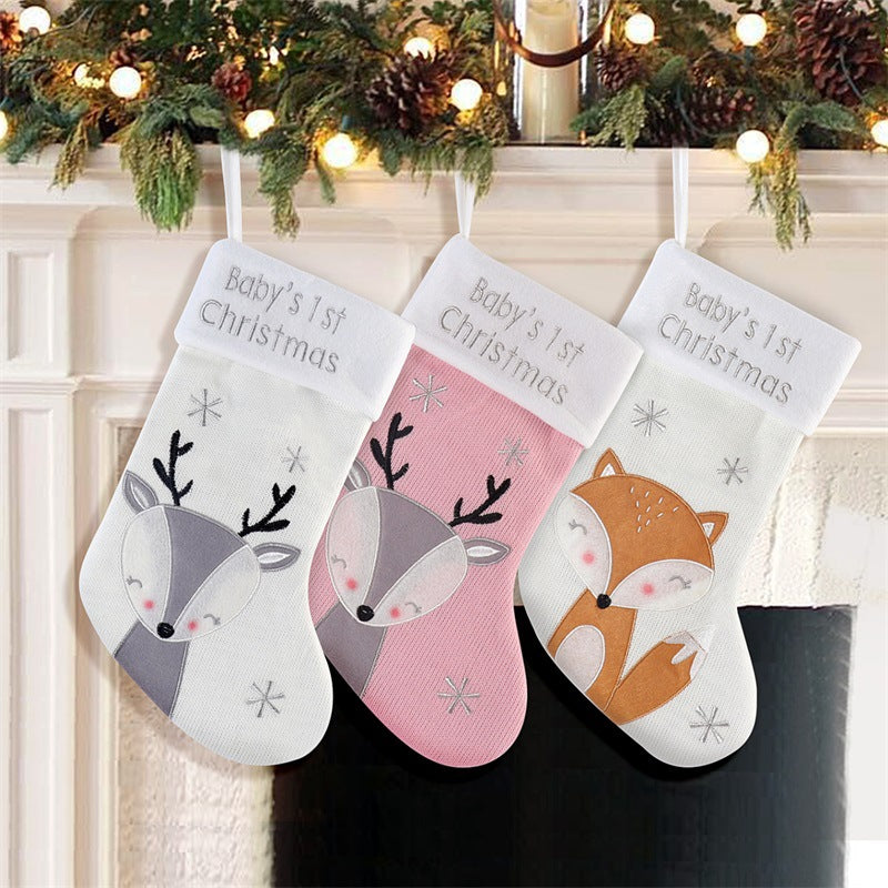 Christmas Fox Wool Gift Stockings | Xmas Holiday Decor