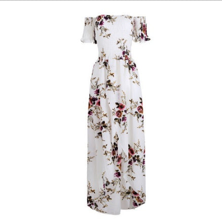Boho Style Long Dress Women Off Shoulder Beach Summer Dresses