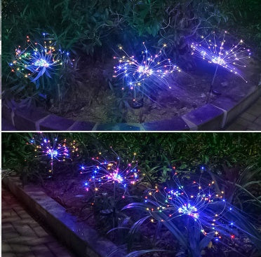 Christmas Ground Plug Solar Fireworks Light LED String Copper Wire