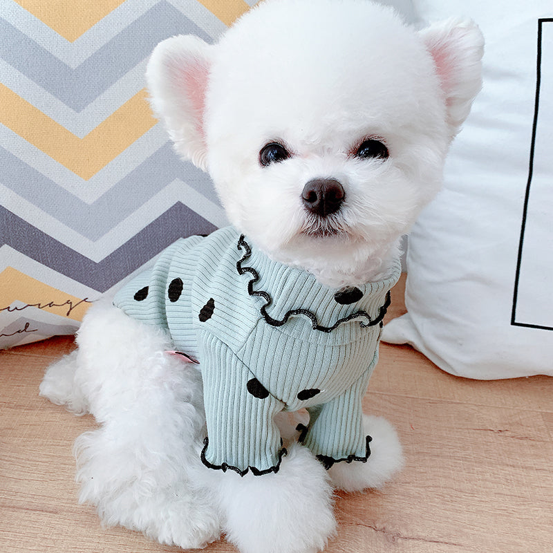 Polka Dot Turtleneck Dog Shirt - Soft Cotton Base Layer for Small Dogs