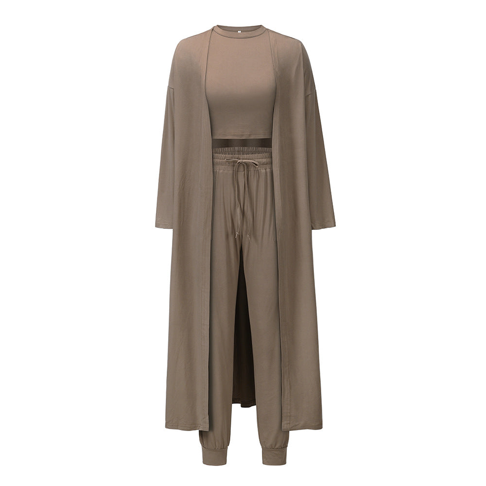 Women's Knitted Slim-Fit Temperament Vest and Trousers Sports Suit