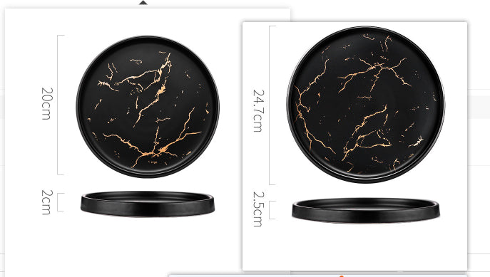 Nordic Marble Pattern Ceramic Plate - Household Dinner Plate