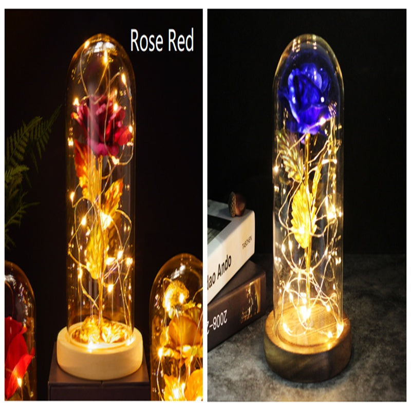 Little Prince Rose in Glass Dome - Eternal Flower LED Gift
