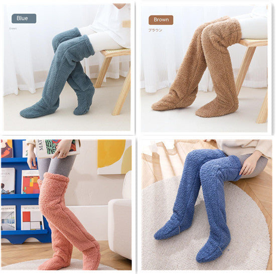 Over Knee High Fuzzy Long Socks Winter Warm Cold Leg Joint Cold-Proof