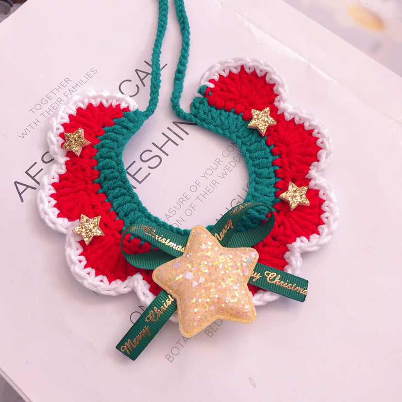 Hand-Woven Christmas Pet Collar - Cute Knitted Festive Collar for Cats & Small Dogs