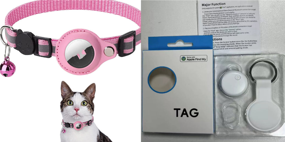 Reflective AirTag Dog Collar - Nylon Pet Collar with Waterproof AirTag Holder