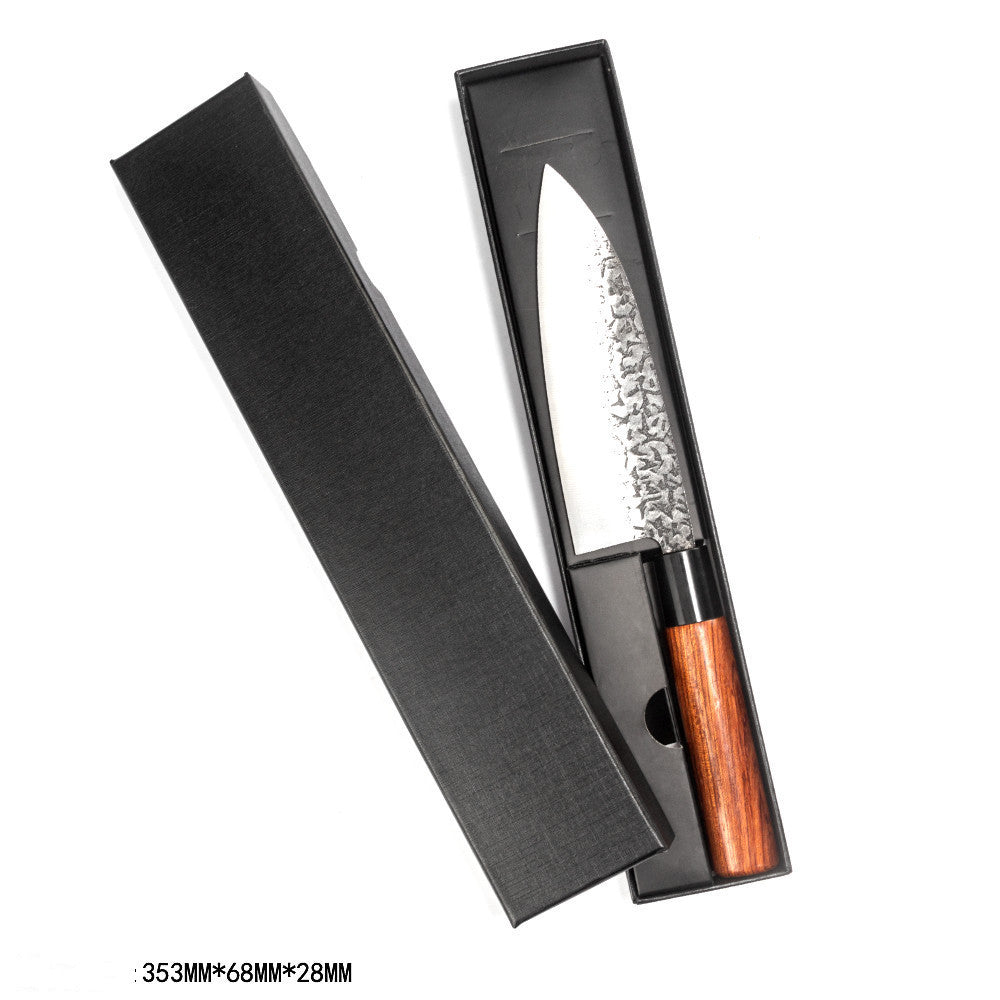 Handmade Hammered Forged Santoku Chef Knife - Japanese Style Kitchen Knife