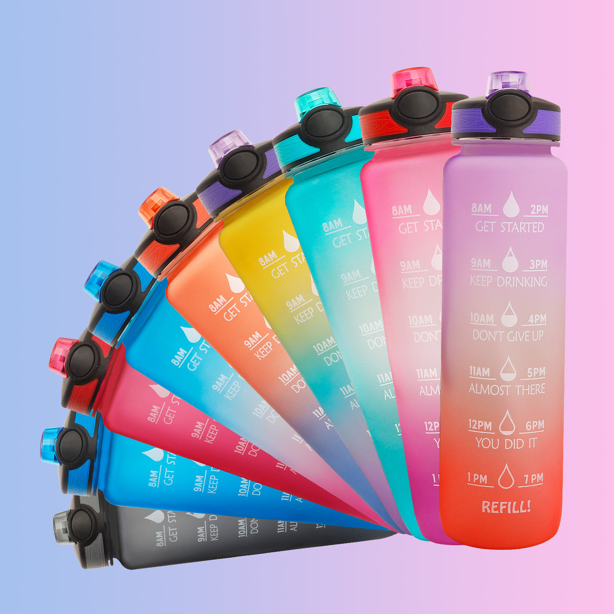 1 L Motivational Water Bottle with Time Markers