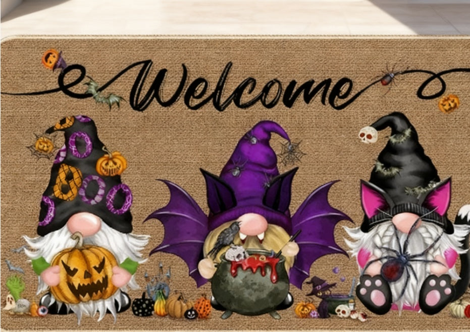 Halloween Doormat - Non-Slip Welcome Mat with Pumpkin & Ghost Designs
